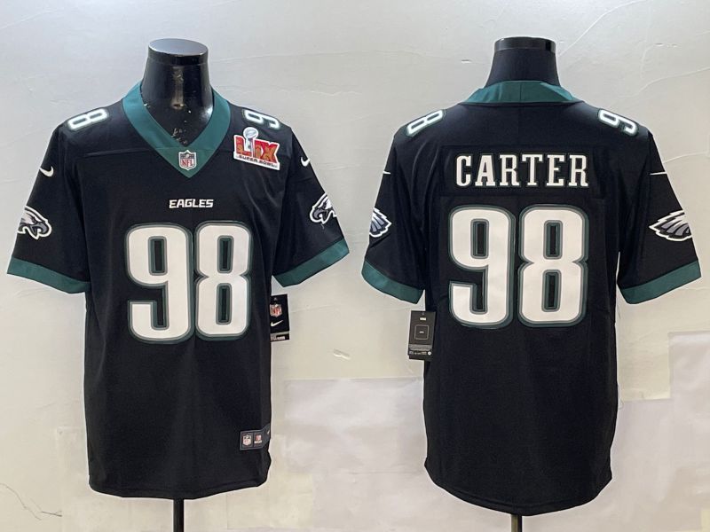 Men Philadelphia Eagles 98 Carter Black Second generation 2025 Nike Limited NFL Jersey style 2